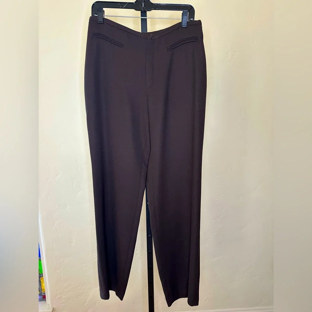 French designer Philippe Adec chocolate brown crepe pants Size FR 44 US 10 - Picture 1 of 5